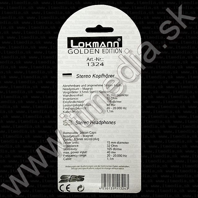 Image of Lokmann Earphone Gold (Silver) 1324 (IT1470)
